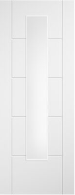 Internal White Pre-Finished Linear 7 Panel (CLEAR GLASS) Semi Solid Core Door