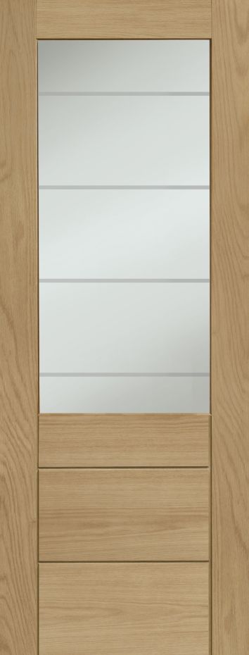 Internal Oak Palermo 2XG Original (CLEAR ETCHED GLASS) Un-Finished Door