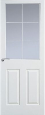 Internal White Woodgrain Manhattan Chrome Leaded 6 Light (CLEAR GLASS) Door