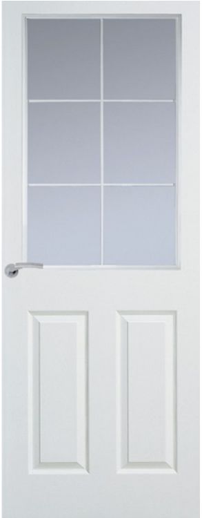 Internal White Woodgrain Manhattan Chrome Leaded 6 Light (CLEAR GLASS) Door