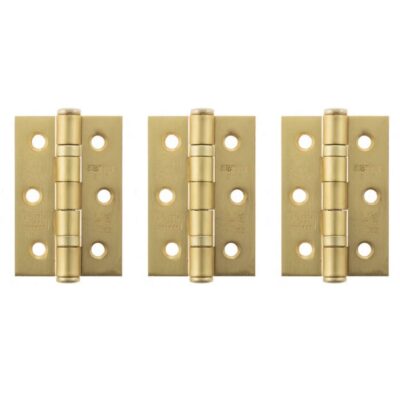 Satin Brass 3 inch Butt Hinges 3 Per Pack - MB
