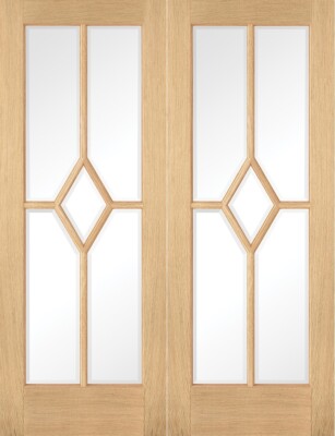 Reims Oak (CLEAR BEVELLED GLASS) Pre-Finished Pair - LPD
