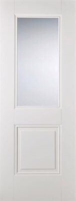 White Primed Arnhem (CLEAR BEVELLED GLASS) Solid Core - LPD