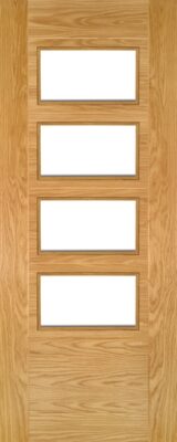 Oak Seville (CLEAR GLASS) 4L Pre-Finished Internal Door