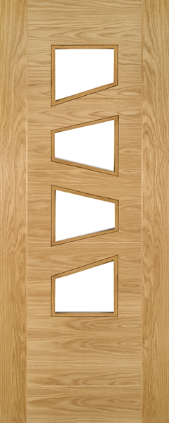 Oak Seville 4L Slanted (CLEAR GLASS) Pre Finished Internal Door