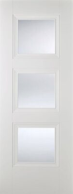 Internal White Primed Amsterdam (CLEAR GLASS) Solid Core Door