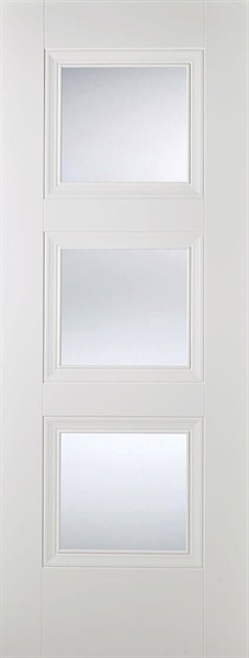 Internal White Primed Amsterdam (CLEAR GLASS) Solid Core Door