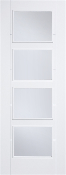 White Primed Trend / Vancouver 4 Light (CLEAR GLASS) FD30 44mm Fire Door - LPD