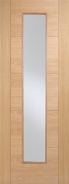 Internal Oak Vancouver Long Light (CLEAR GLASS) Pre-Finished Door - LPD