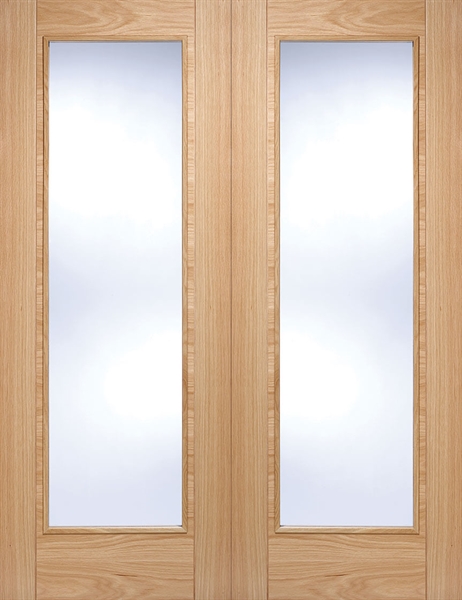 Oak Vancouver Pattern 10 (CLEAR GLASS) Pre-Finished Rebated Pair - LPD