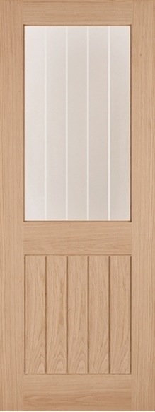 Internal Oak Belize (CLEAR GLASS ETCHED LINES) Pre-Finished Door