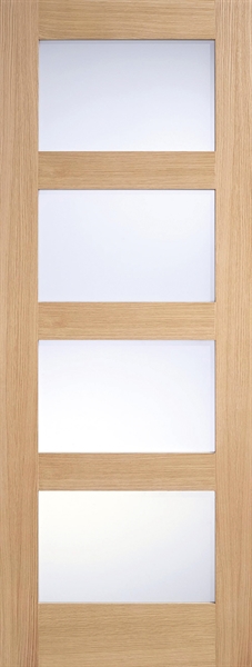 Oak Shaker (CLEAR GLASS) Pre-Finished Solid Core Door - LPD