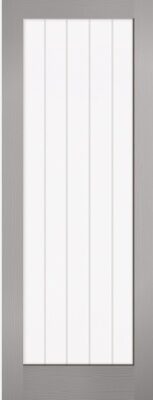 Internal Grey Textured Vertical (CLEAR GLASS ETCHED LINES) Pre-Finished Door