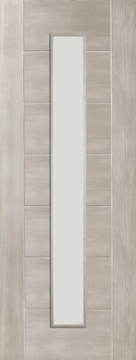 Internal White Grey Laminate Palermo (CLEAR GLASS) Pre-Finished Door