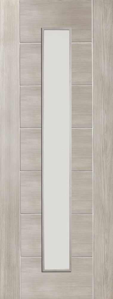 Internal White Grey Laminate Palermo (CLEAR GLASS) Pre-Finished Door
