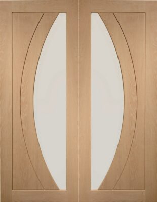 Oak Salerno Pair (CLEAR GLASS) Un-Finished - XL