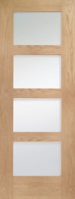 Internal Oak Shaker 4 Panel (OBSCURE GLASS) Pre-Finished Door
