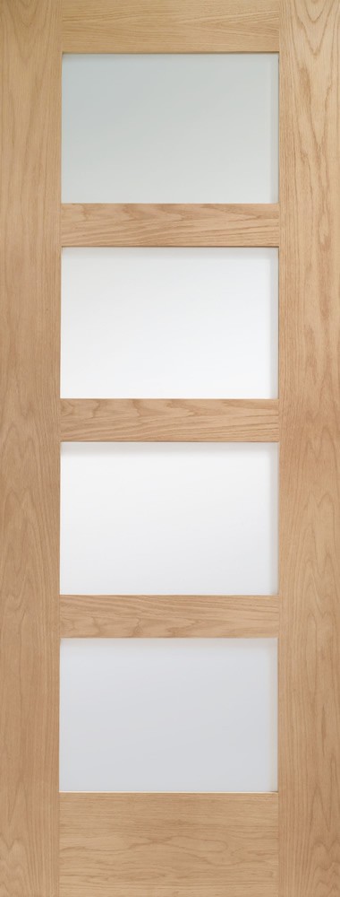 Internal Oak Shaker (OBSCURE GLASS) FD30 44mm Un-Finished Door