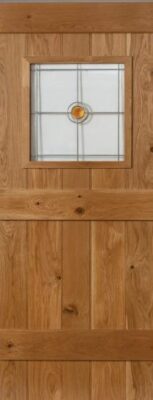 Internal  Solid Oak Buttermere Glazed Ledged Button Bead Un-Finished Door