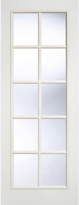 Internal White Primed Moulded Woodgrain SA 10L (CLEAR GLASS) Door