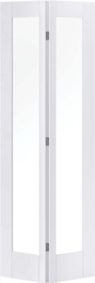 Internal White Primed 1 Panel Pattern 10 (CLEAR GLASS) Bi-Fold - Solid Core - LPD