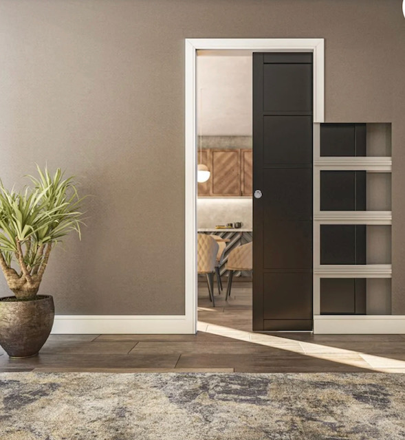 Single Door Kit + Handle & Doorjamb 125mm White Doorjamb + Black Finish Hardware - Image 3