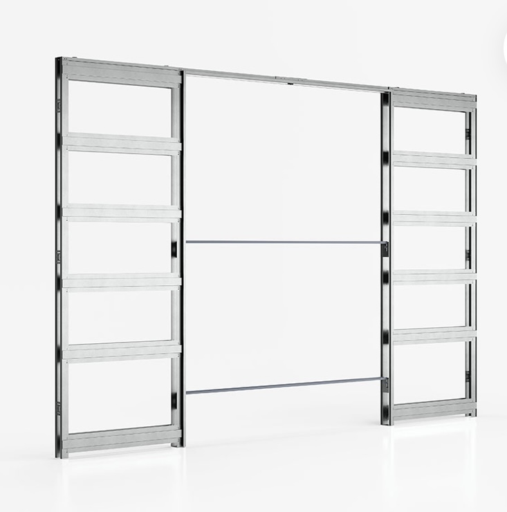 Double Door Kit + Handle & Doorjamb 100mm White Doorjamb + Satin Chrome Finish Hardware - Image 3