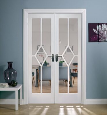 Internal White Primed Reims W4 (CLEAR BEVELLED GLASS) Room Divider