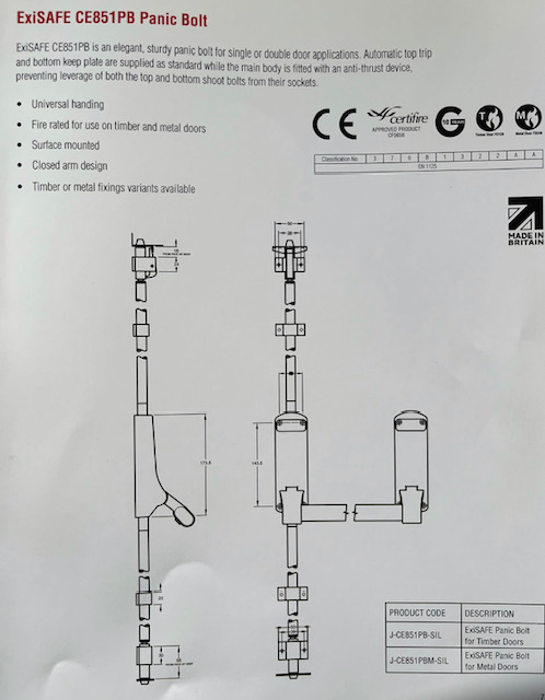Exisafe Single Panic Bolt - Image 2