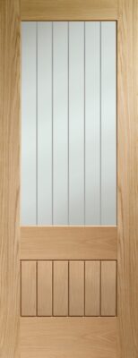 Internal Oak Suffolk Essential 2XG (CLEAR ETCHED GLASS) Pre-Finished Door