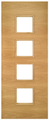 Internal Oak Augusta (CLEAR GLASS) Solid Core FD30 44mm Pre-Finished Fire Door