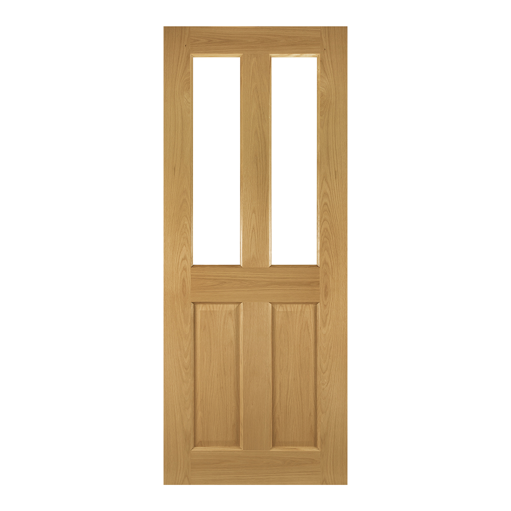 Internal Oak Bury (CLEAR FLAT GLASS) Pre-Finished FD30 44mm Fire Door