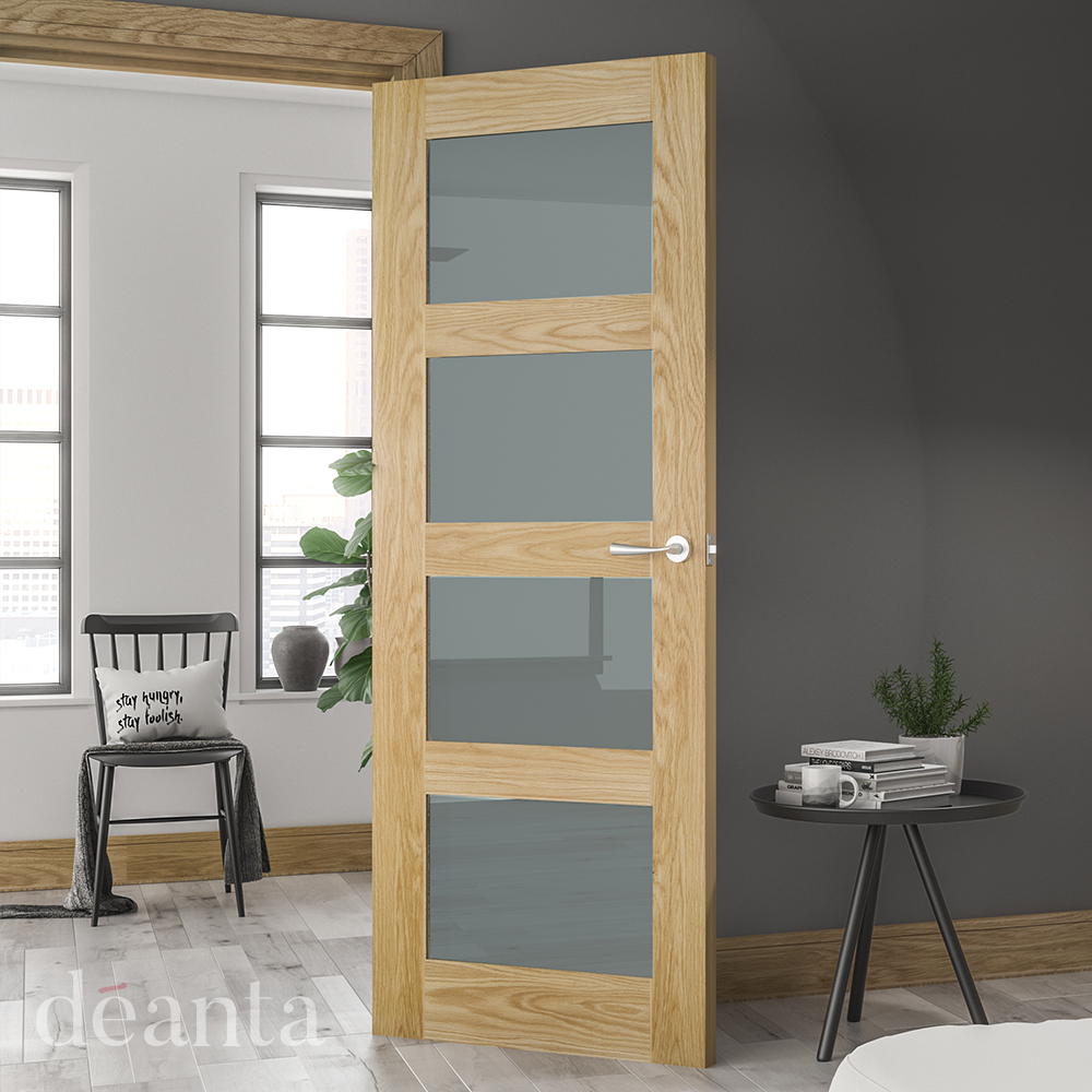 Internal Oak Coventry (OBSCURE GLASS) Un-Finished Door - Image 2