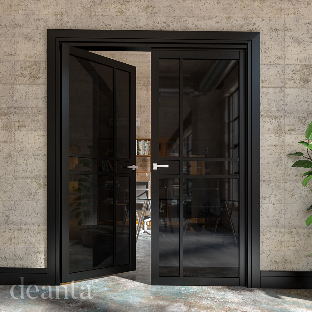 Internal Dalston Black (TINTED GLASS) Pre-Finished Door - Image 2