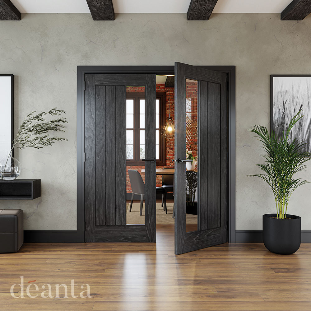 Internal Black Pre-Finished Solid Core Ely (CLEAR GLASS) Door - Image 2