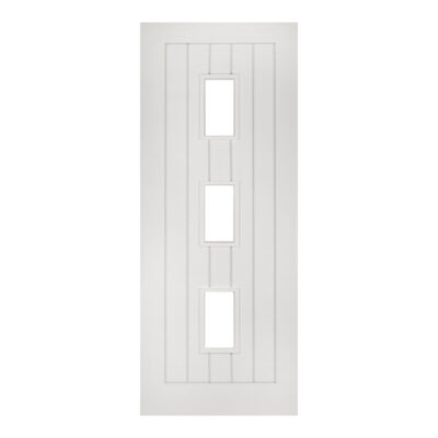 Internal White Primed Ely 3L (CLEAR GLASS) Solid Core Door
