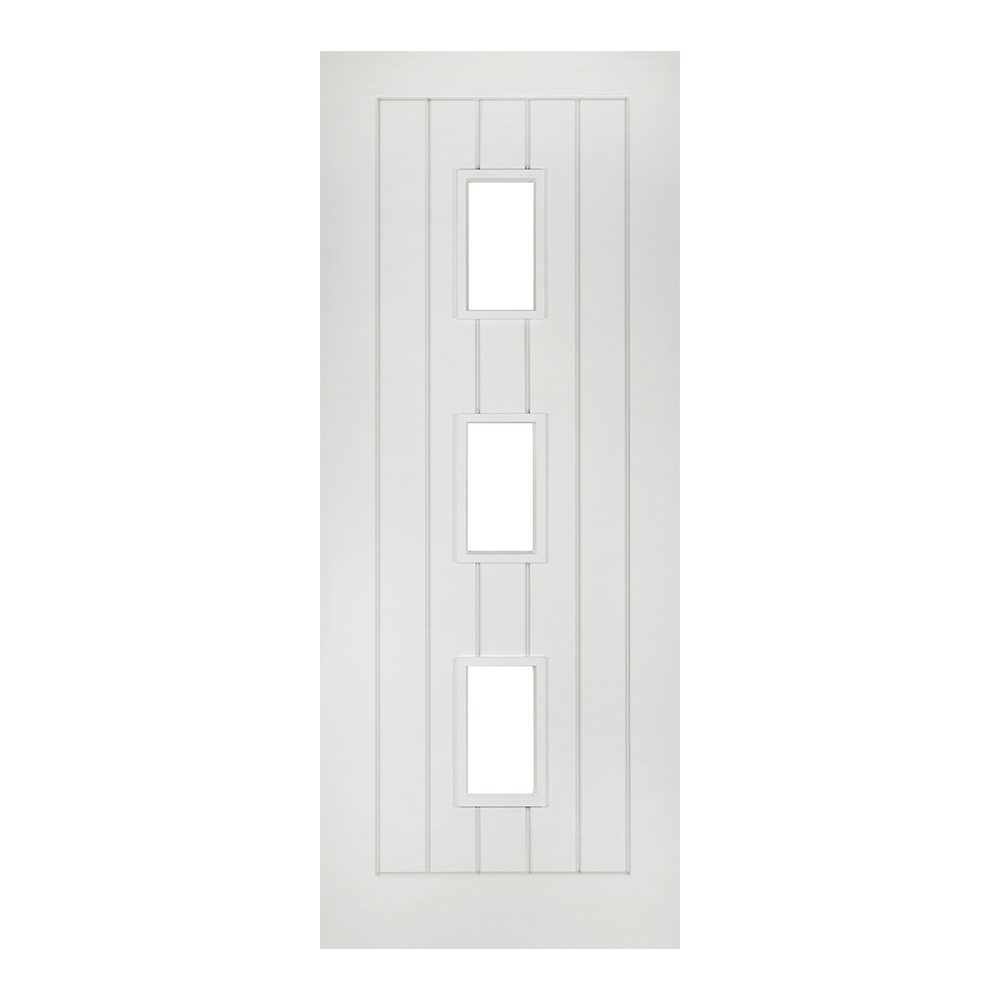 Internal White Primed Ely 3L (CLEAR GLASS) Solid Core Door