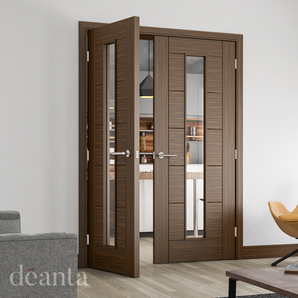 Internal Walnut Seville (CLEAR GLASS) Pre-Finished Door - Image 2