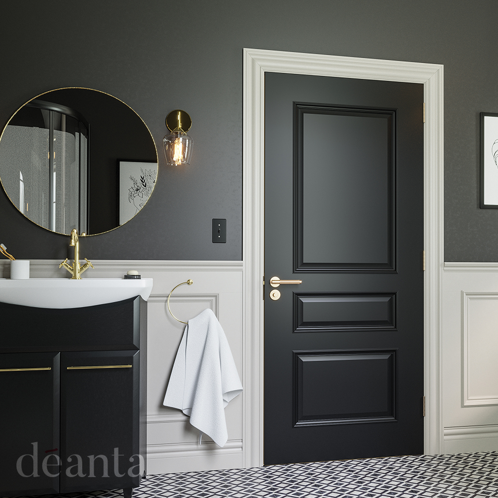 Internal Black Pre-Finished Solid Core Windsor Door - Image 2