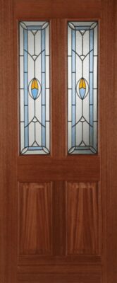 External Hardwood Edwardian (DECORATIVE GLASS) UN-FINISHED Blue Top Light Lead Door