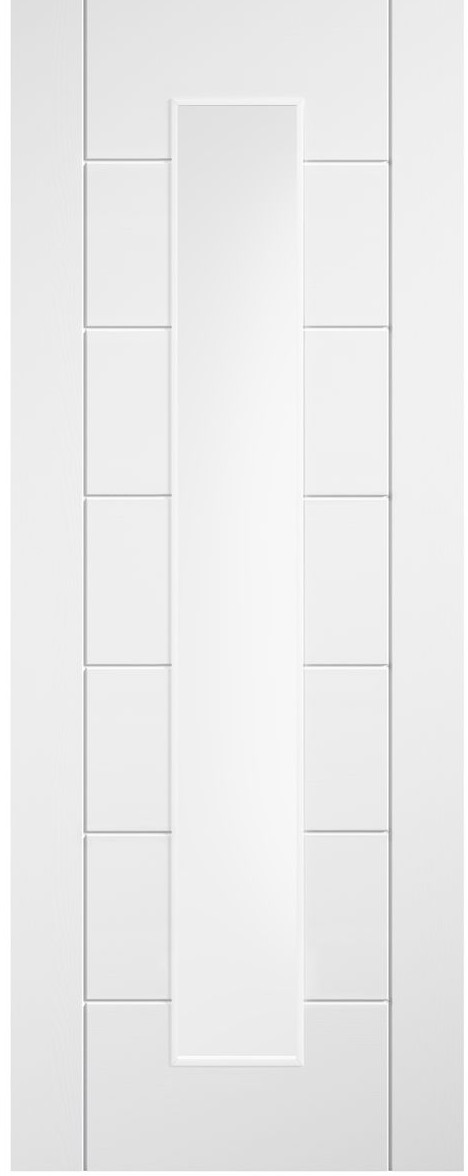 INTERNAL White Primed Ladder 7P (CLEAR GLASS) Semi Solid Core Door