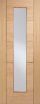 INTERNAL Oak Un-Finished (CLEAR GLASS) Ladder 5P Door