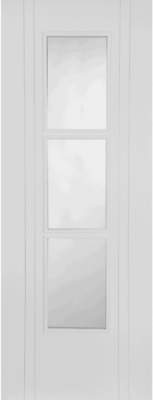 Internal White Primed Capri 3 Light (CLEAR GLASS) Smooth Semi Solid Core Door