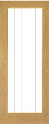 Internal Oak Chester Pre-Finished (CLEAR GLASS GROOVED LINES) Door