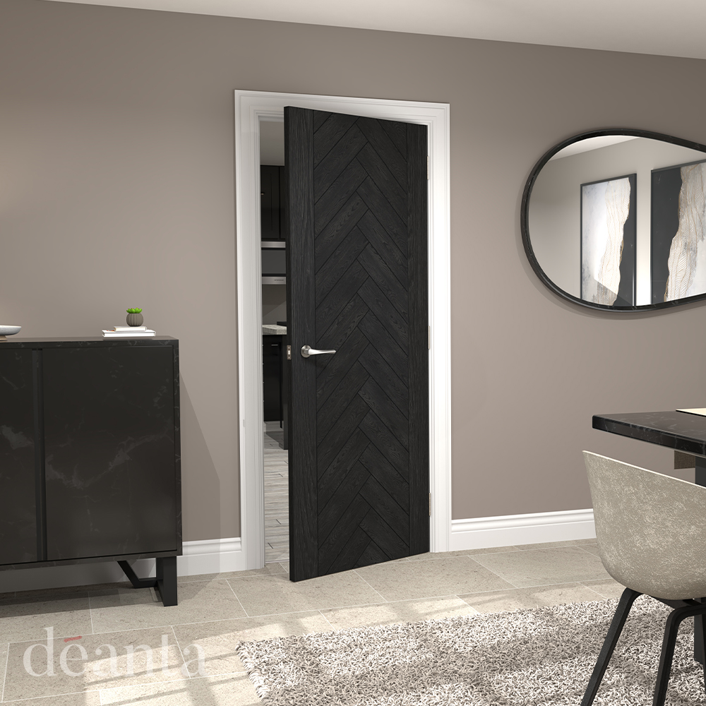 Internal Fontaine Brushed Black Oak Pre-Finished Solid Core Door - Image 2
