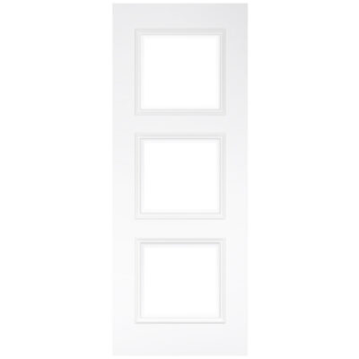 Internal White Primed Solid Core Trinity (CLEAR BEVELLED GLASS) Door