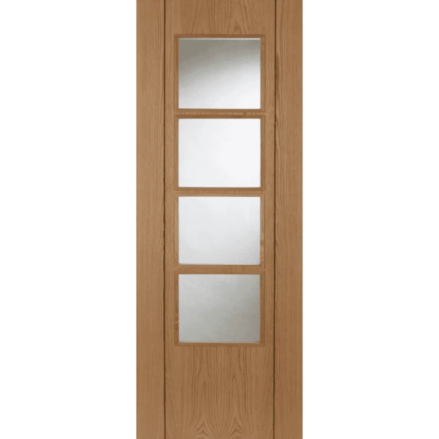 Internal Oak 4 Light (CLEAR GLASS) Vision Pre-Finished Door