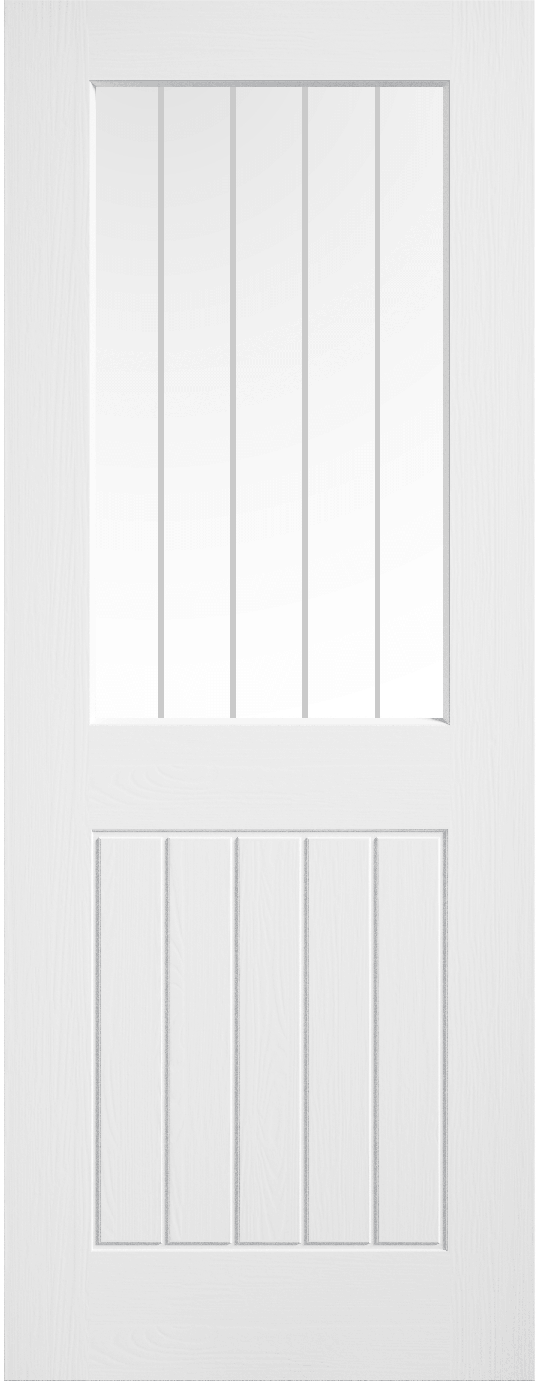 Internal White Primed Textured (CLEAR FLASS FROSTED LINES) Standard Core Mexicano Door